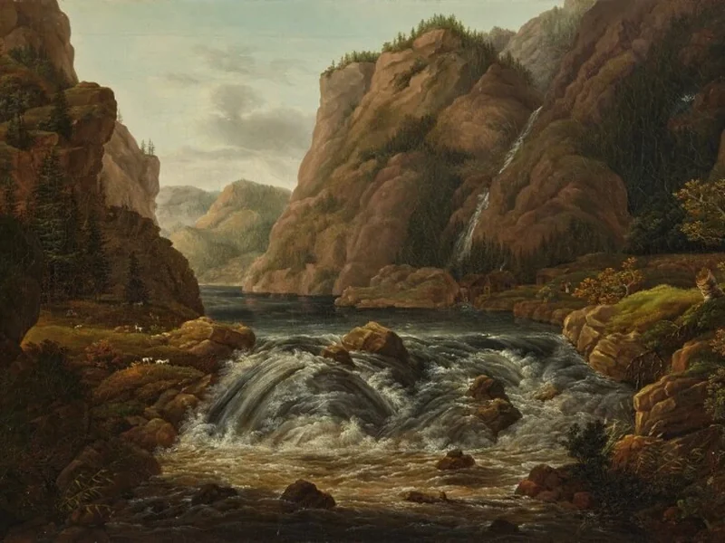 1810-Joachim Christian Geelmuyden Gyldenkrantz Frich - Una cascata di montagna